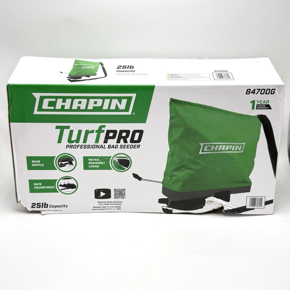 Chapin Turf Pro Bag Seeder Spreader 25lb Grass Seed Fertilizer 84700G Open Box